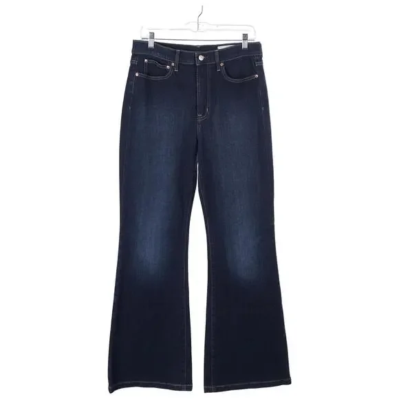 Gap '70s Flare High Rise Jeans Size 30 10S Blue Dark Wash Cotton Denim Retro - Picture 2 of 9